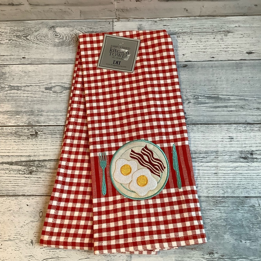 Design Imports Bacon & Eggs Gingham Kitchen Towel
